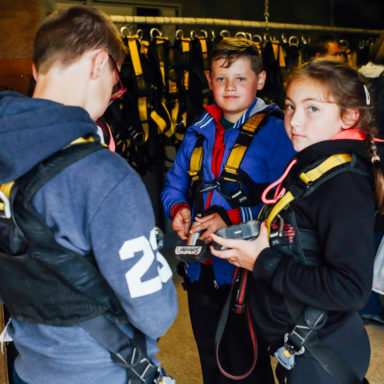 Kids getting Harnessed
