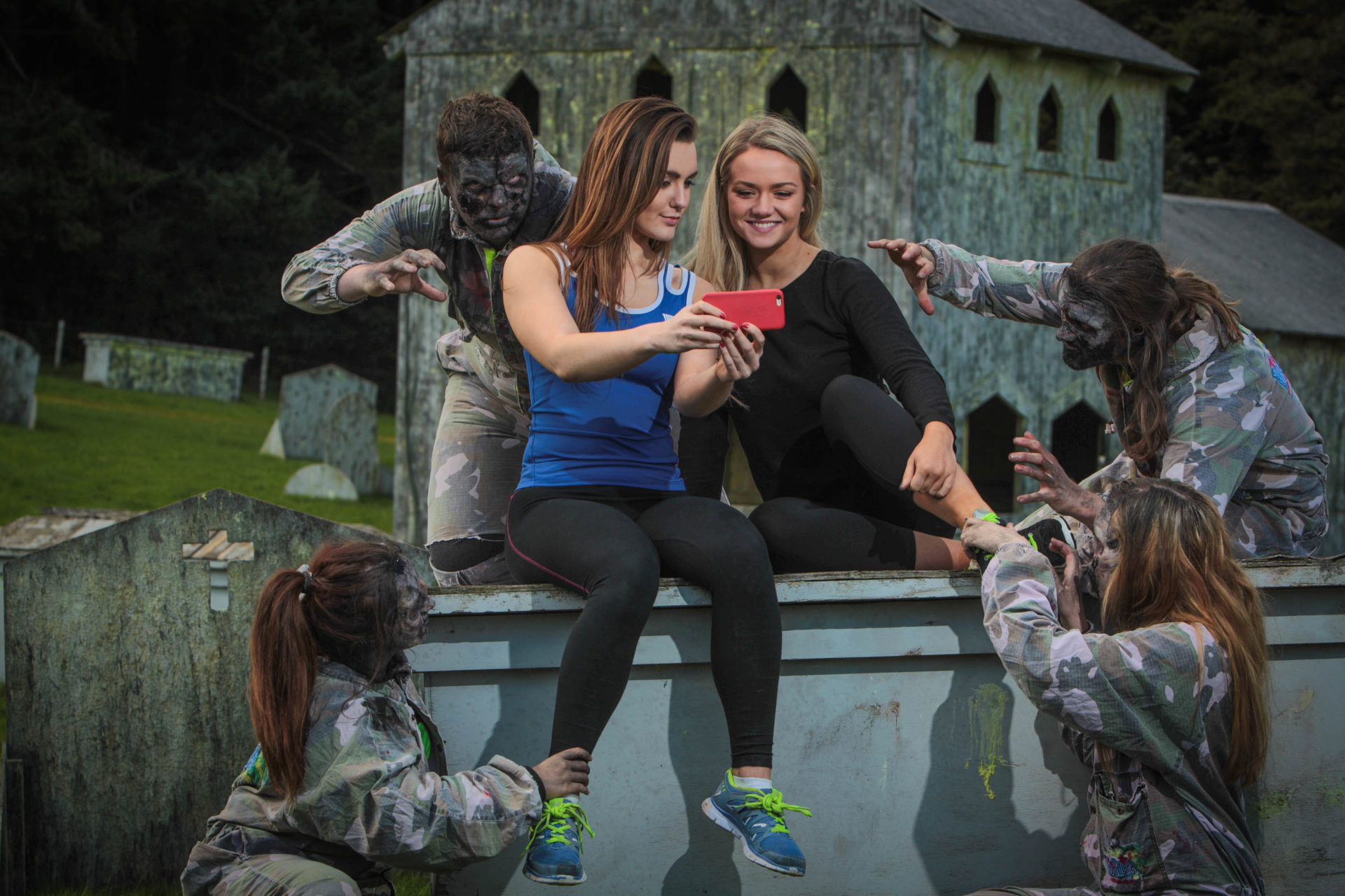 Page McLaughlin and Chloe McLaurin pucker up for a ‘zelfie’ as The Jungle Outdoor Adventure Centre opens registration for the annual 5k Zombie Run in aid of Autism NI. The run will take place on Sunday 11th October. More information about the run and how to register can be found on thejungleni.com