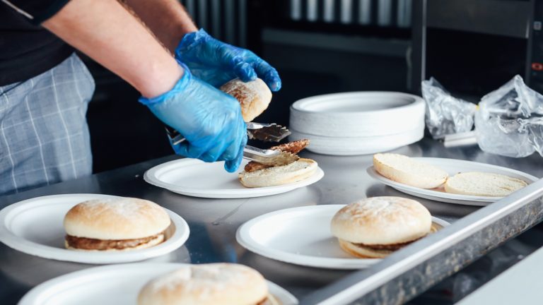 Food Holgate prepping burgers