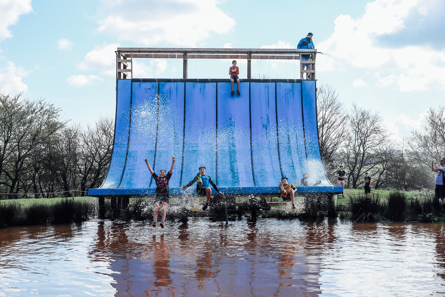 Giant water slide kids square on